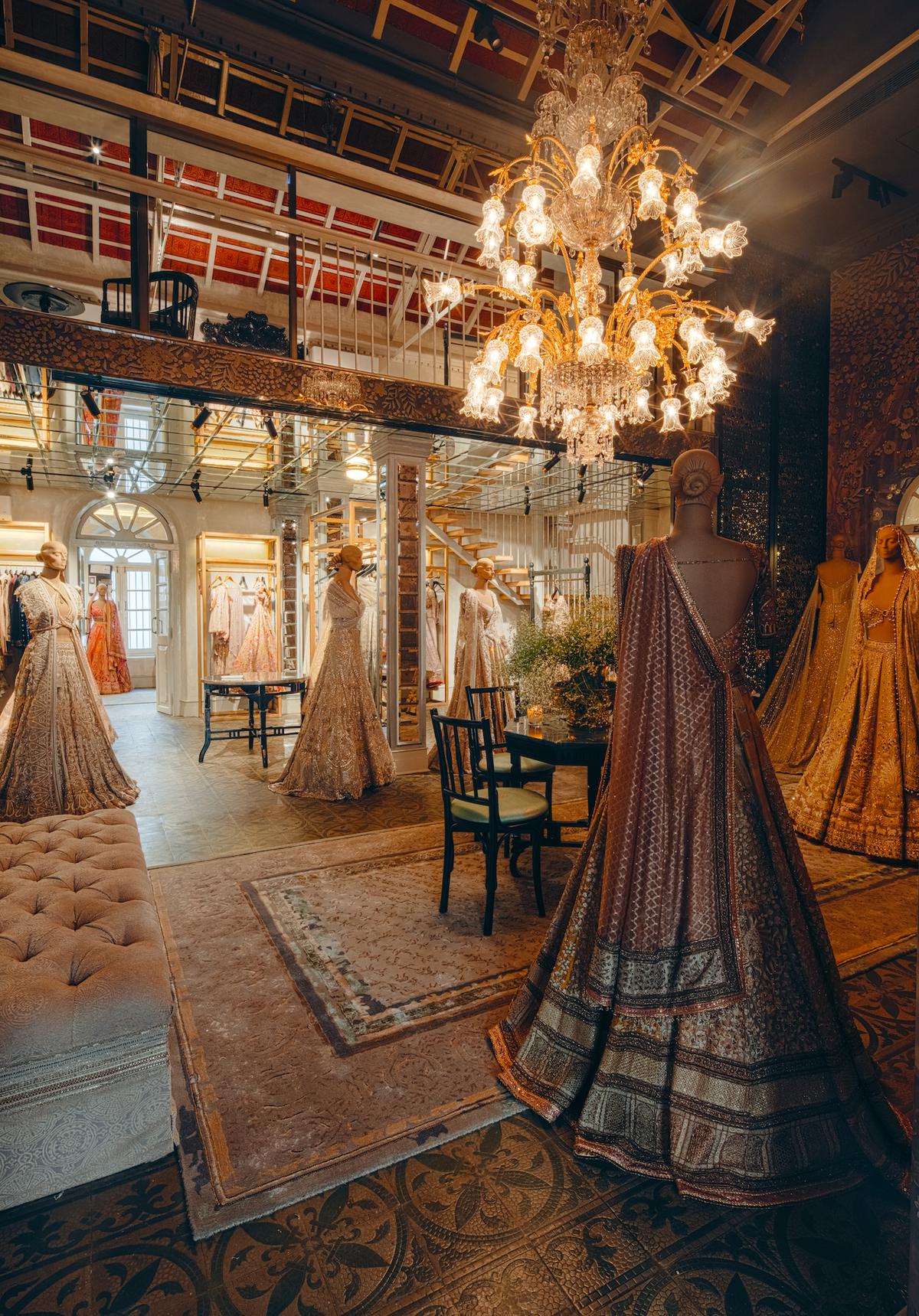 The store's high ceiling houses a mezzanine appointment room 