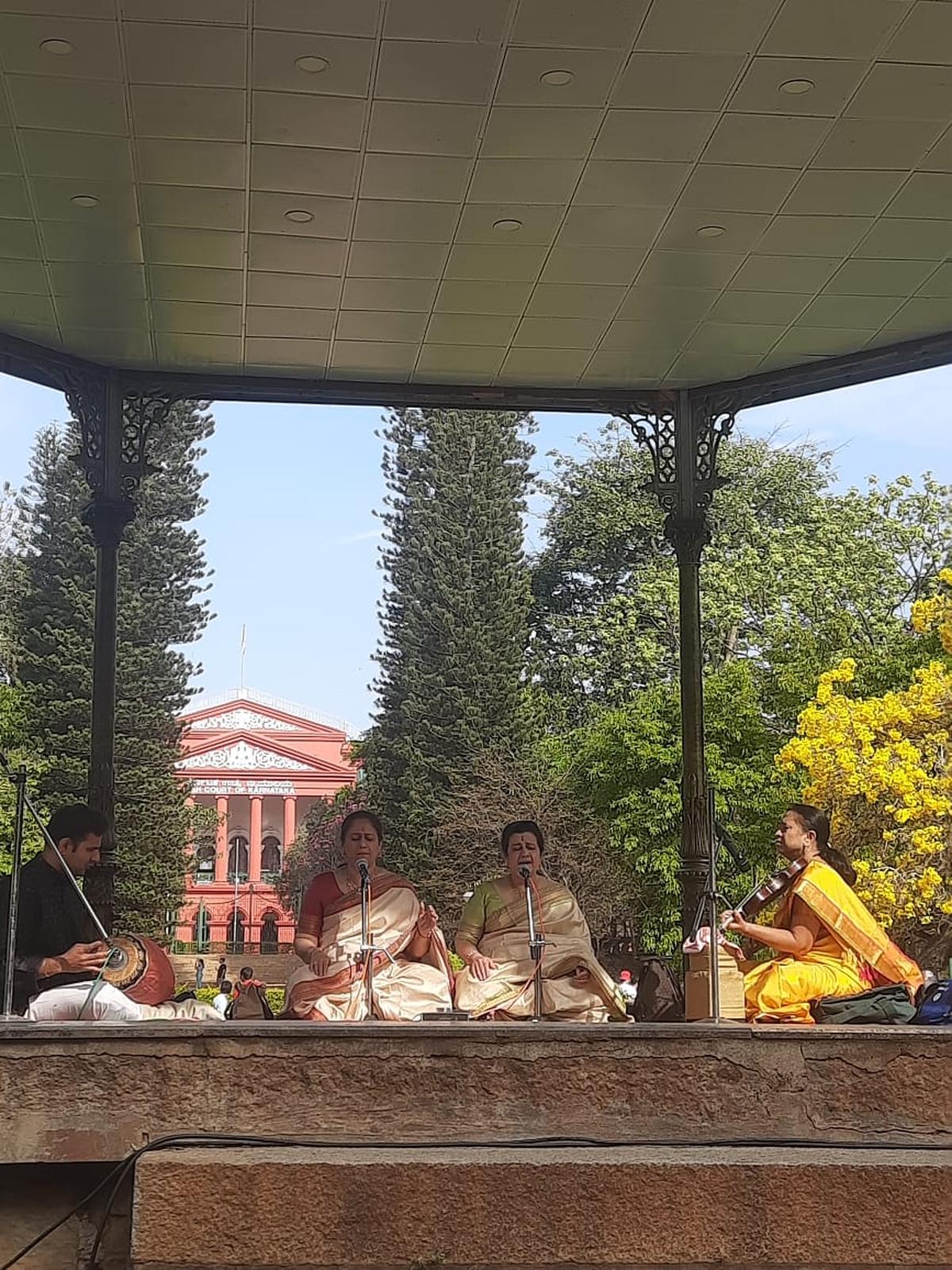 The Saralaya Sisters at the bandstand