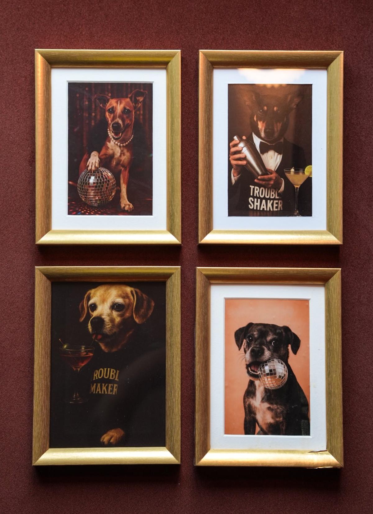 The walls of Trouble Trouble are decorated with bizarre pictures of animals