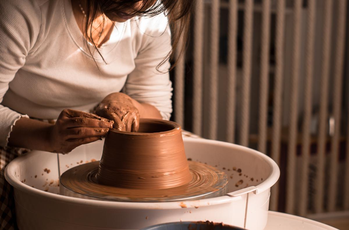 Premium Photo  Process of clay ceramic pot, handcraft to make ceramic from  clay