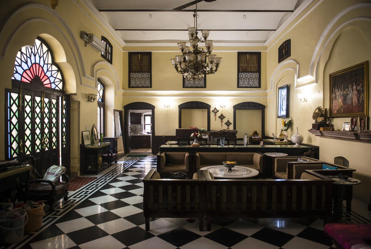 The drawing room of Seth Ramlal Khemka Haveli in Old Delhi after restoration