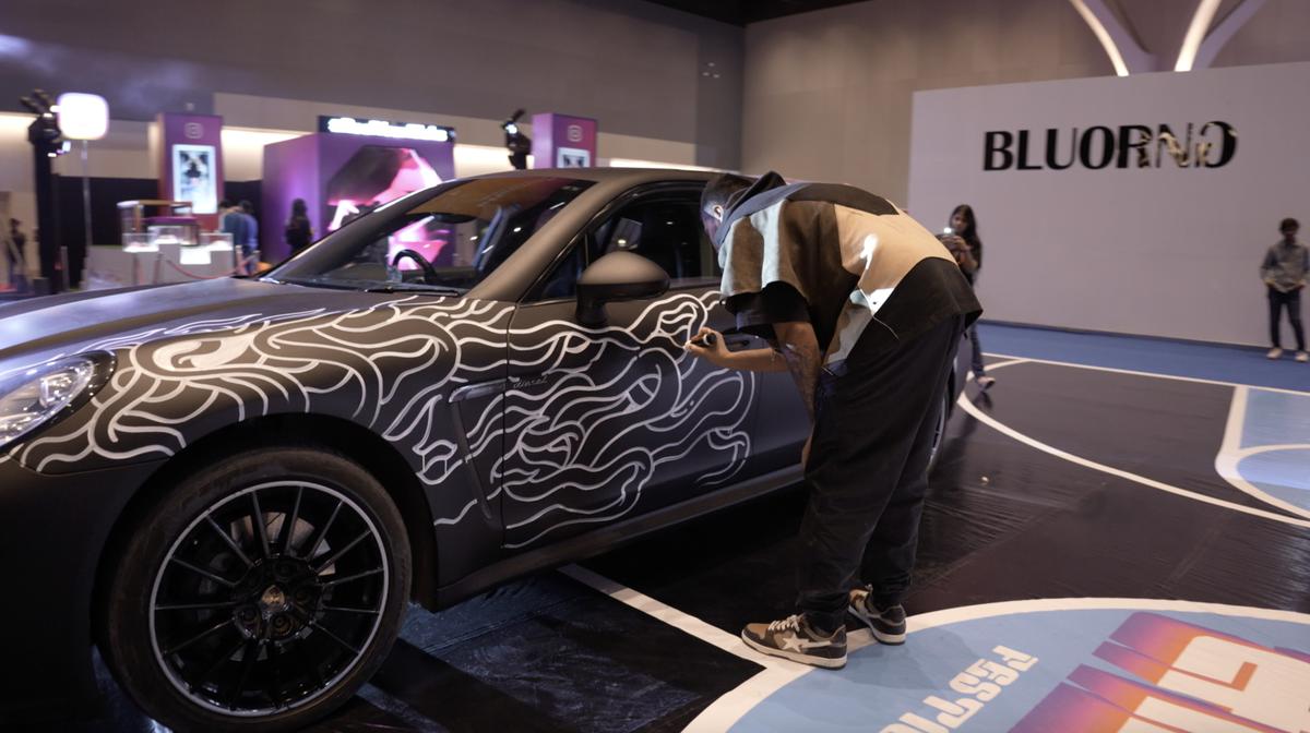 Santanu Hazarika painting a car 