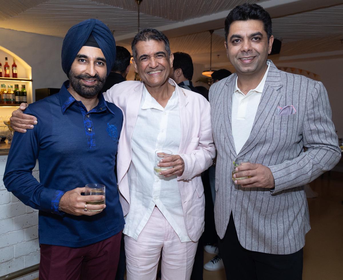 L to R: Sampat Singh, AD Singh, and Vishal Anand at Olive Chandigarh 