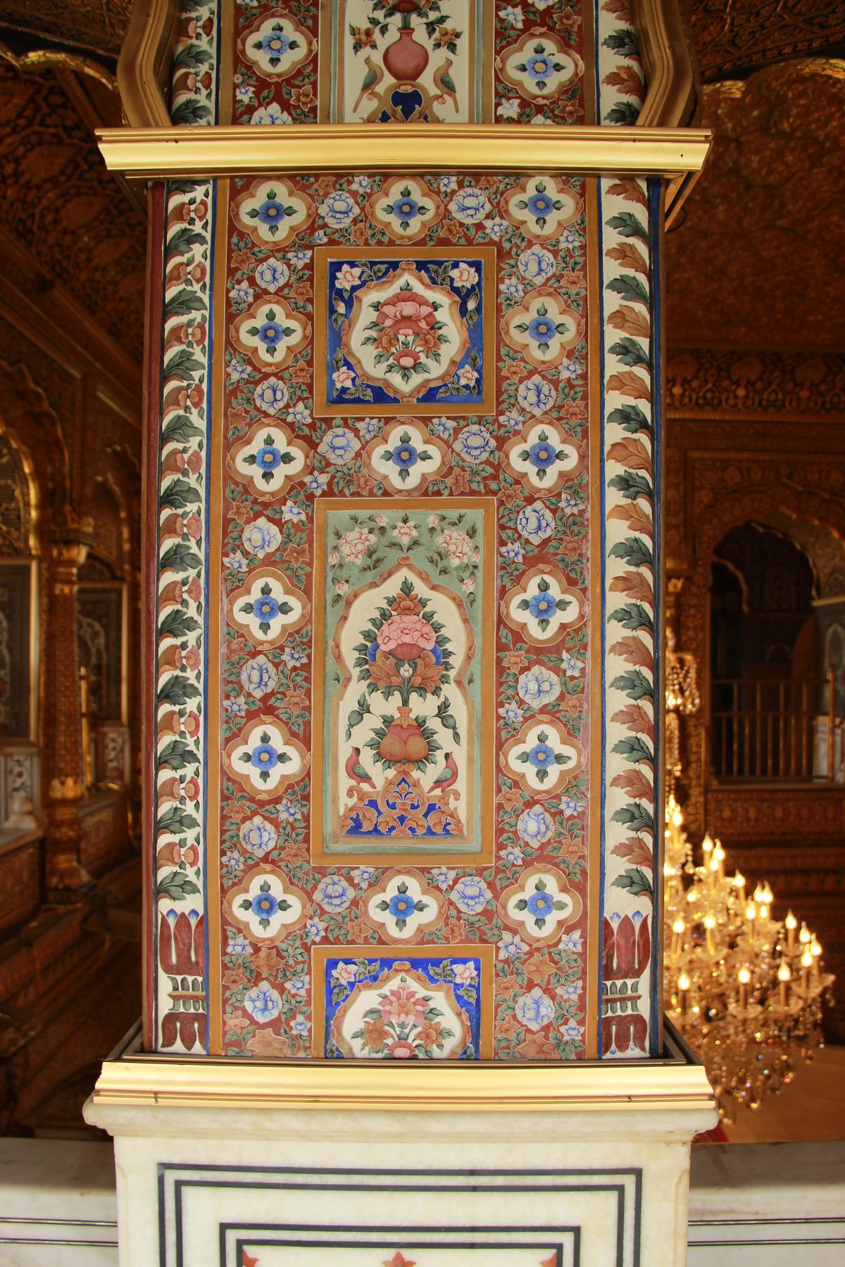 A wall painting at the Golden Temple after conservation 