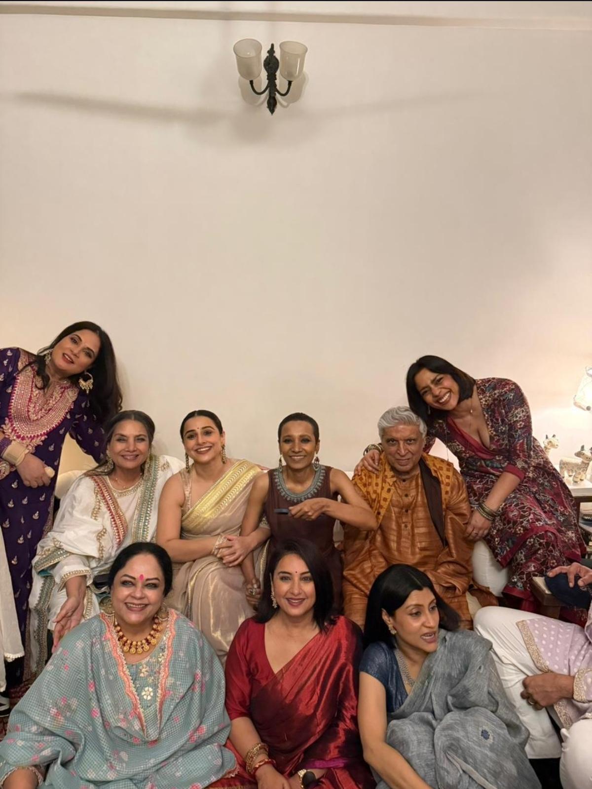  A few members of the Dher Saara Pyaar group (clockwise from left, back) Richa Chadha, Shabana Azmi, Vidya Balan, Tannishtha Chatterjee, Javed Akhtar, Shahana Goswami, (front) Konkona Sensharma, Divya Dutta and Tanvi Azmi.