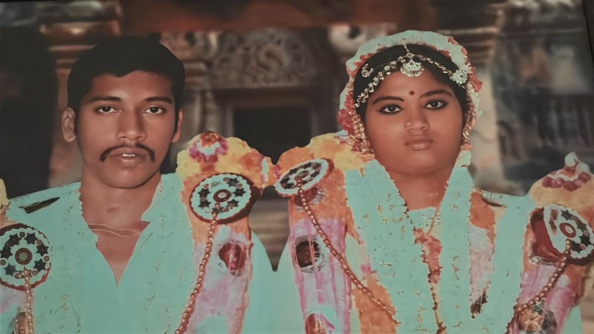 G Gnanasambandan and his wife Amutha Sambandan on their wedding day