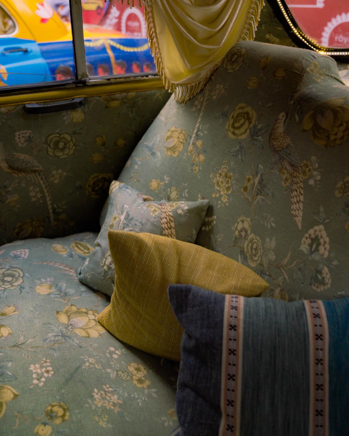 Interiors upholstered in Sabyasachi’s ‘Paris X Calcutta’ fabric 