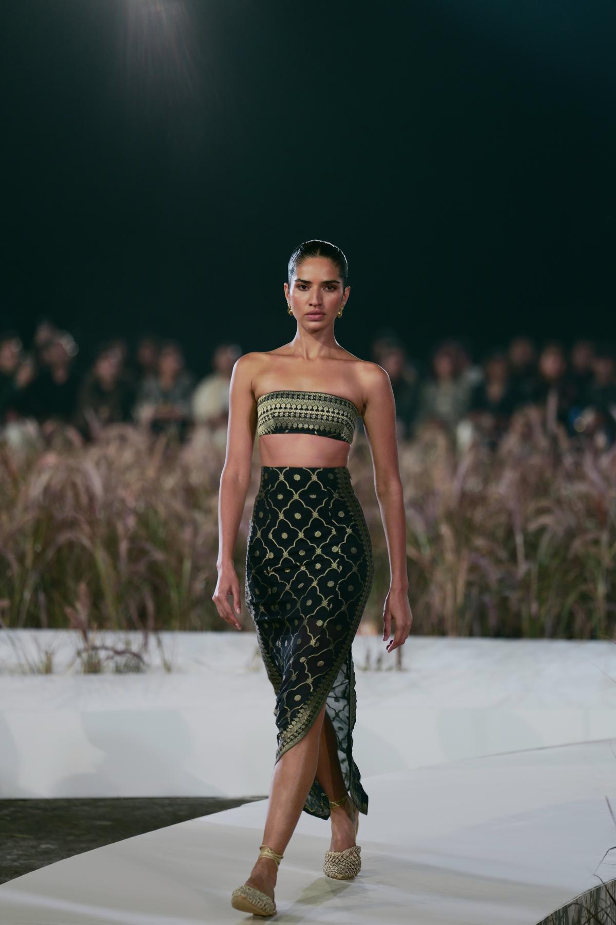 Model in a design from the Rewild collection