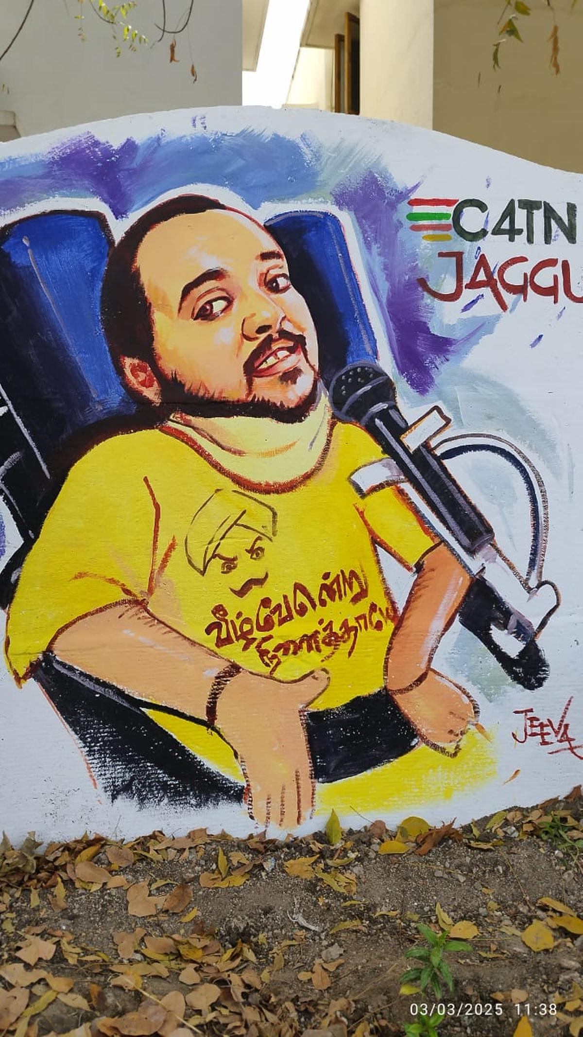 Artist Jeeva’s painting of Jaggu