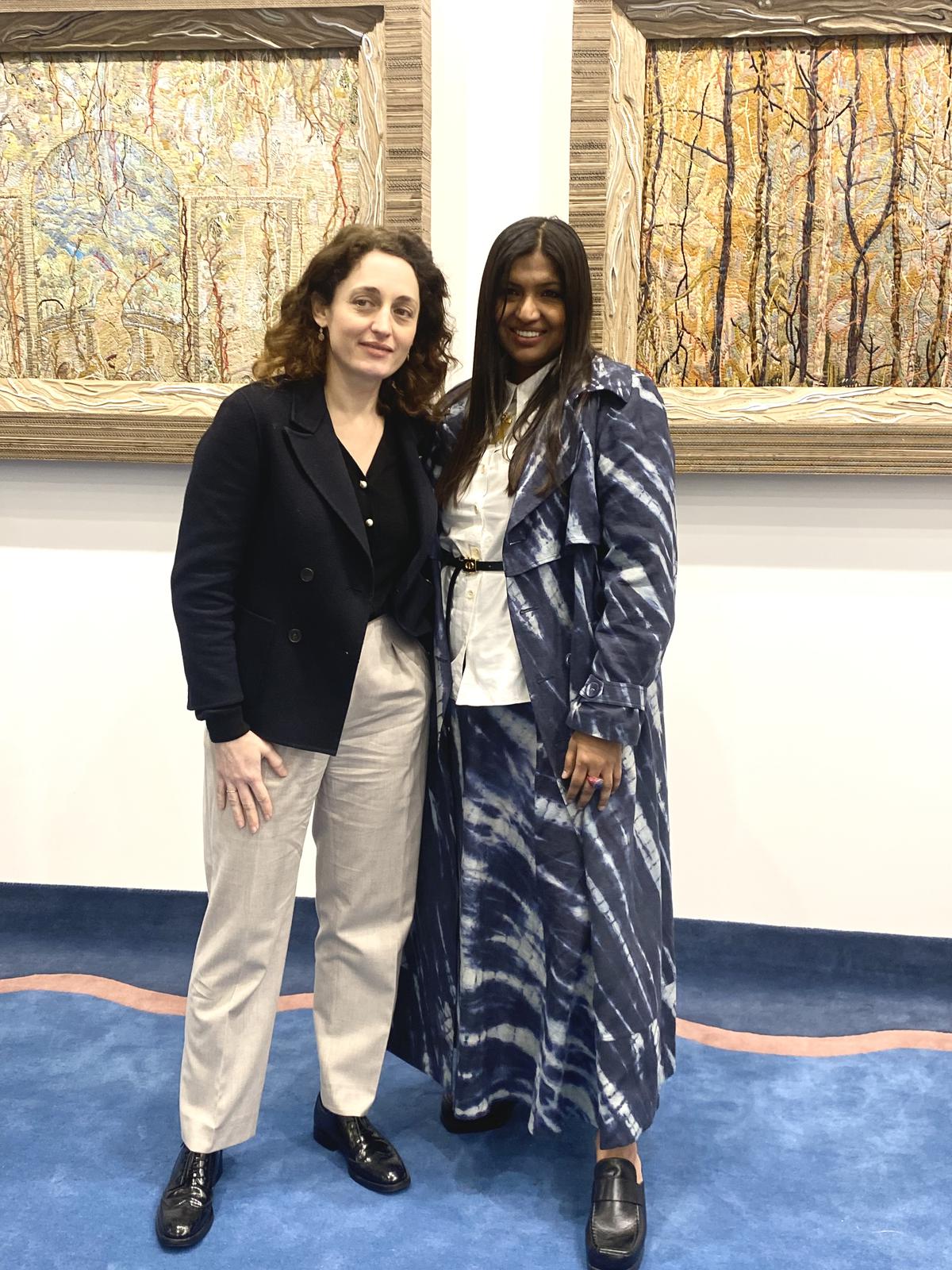 Karishma Swali strikes a pose with French artist Eva Jospin 