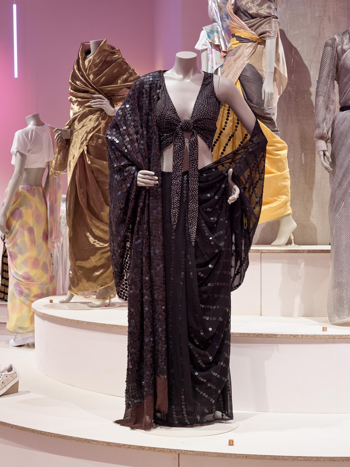 Abraham & Thakore’s sari embellished with sequins made from discarded X-rays