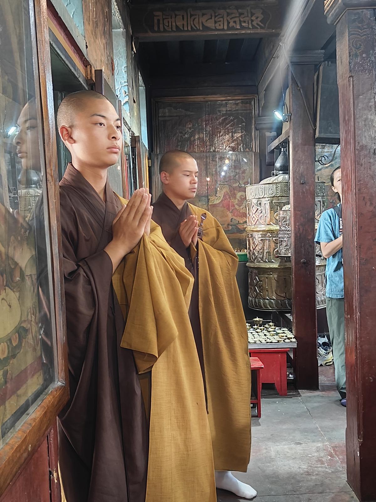 Monks at the 12th Century Hiranya Varna Mahavihar in Patan Monks at the 12th Century Hiranya Varna Mahavihar in Patan