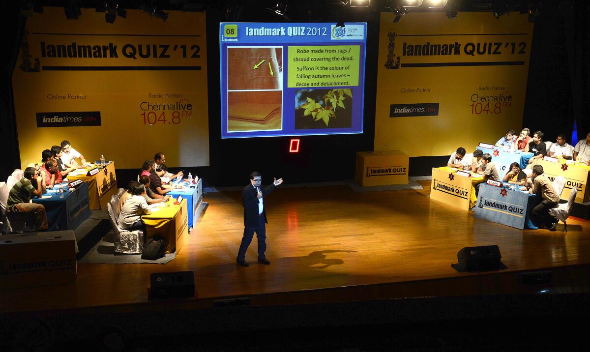 An engaging moment from the The Landmark Quiz held in 2012