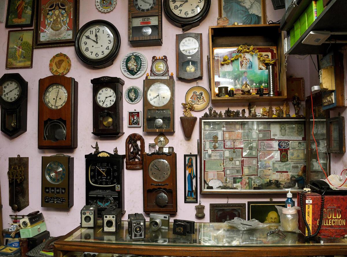 A vintage clock shop at Moore Market