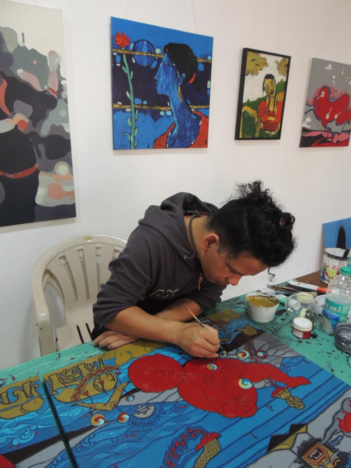 Krishna Lama engrossed in work