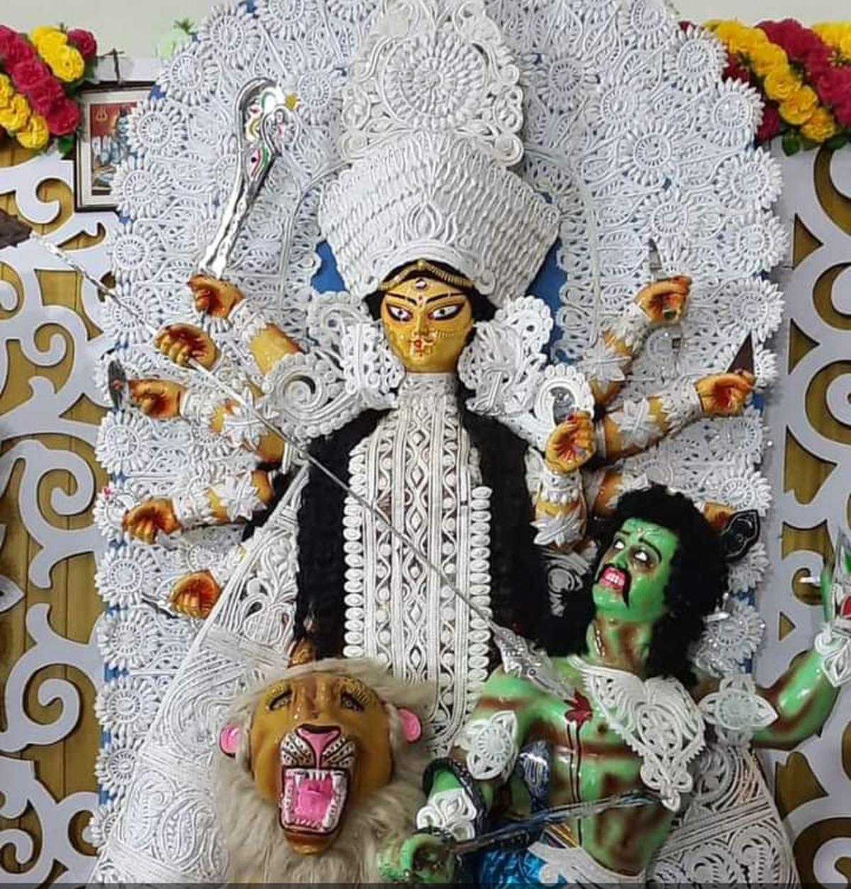 Durga sporting the daaker saaj 