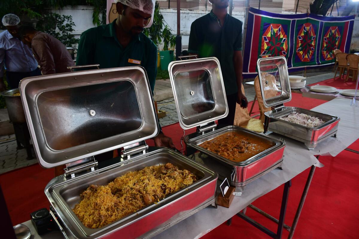 Hot selling Madras biriyani on display