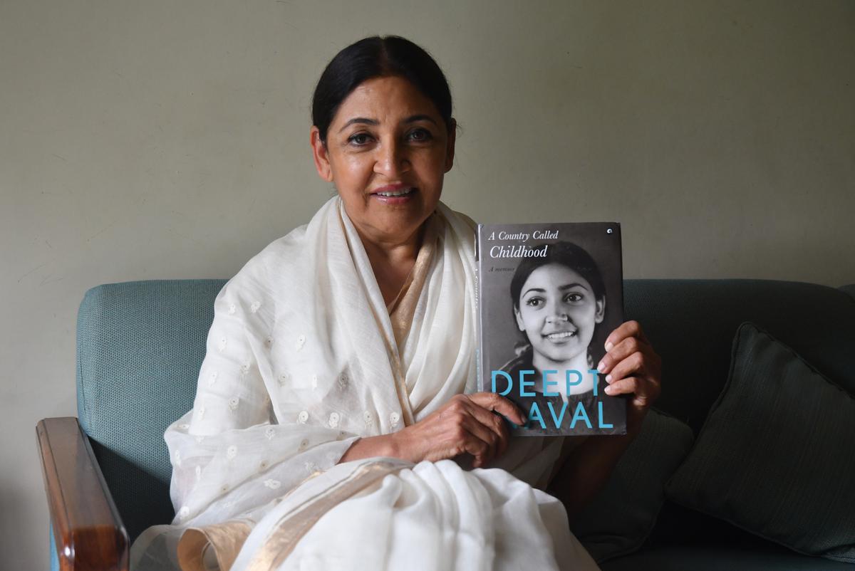 Deepti Naval with a copy of A Country Called Childhood, published by Aleph Book Company