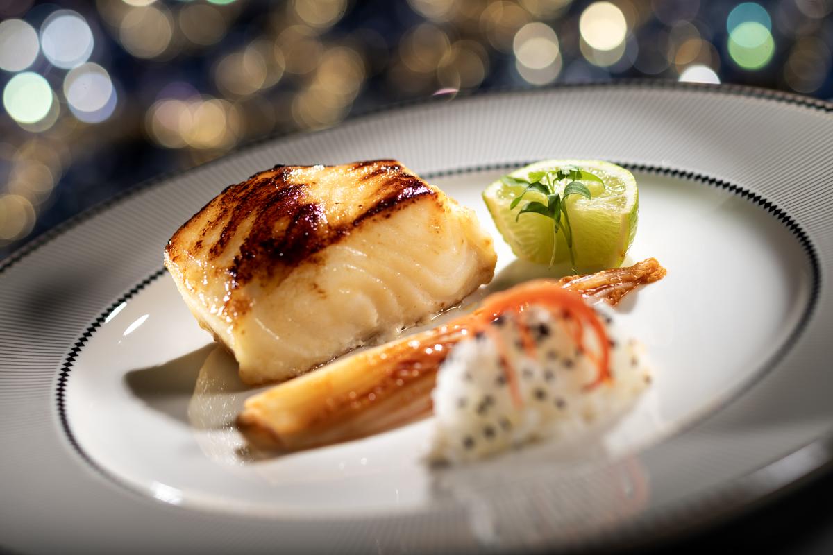Miso-glazed sea bass