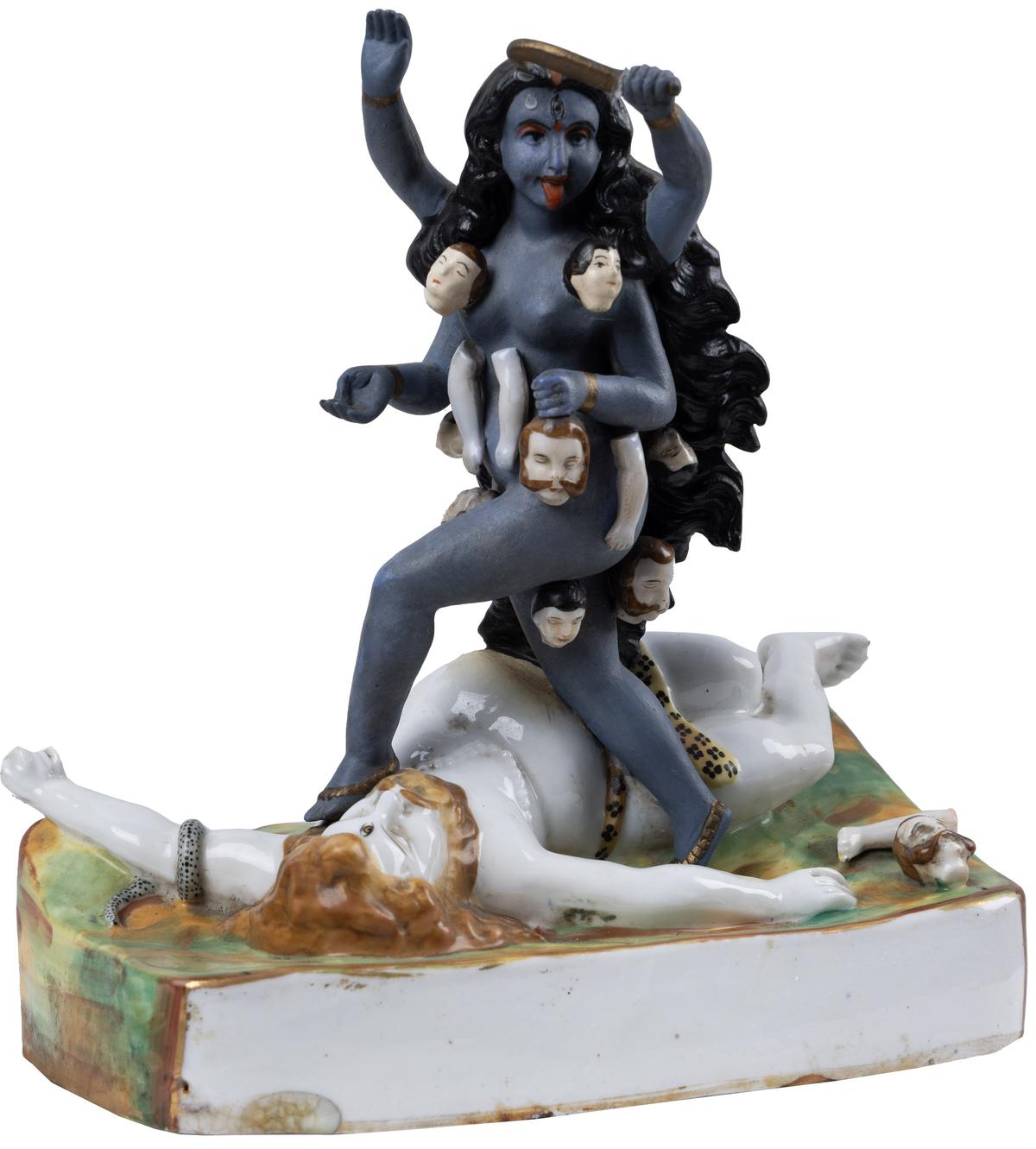 A Dakshinakali sculpture in German porcelain by an unidentified artist