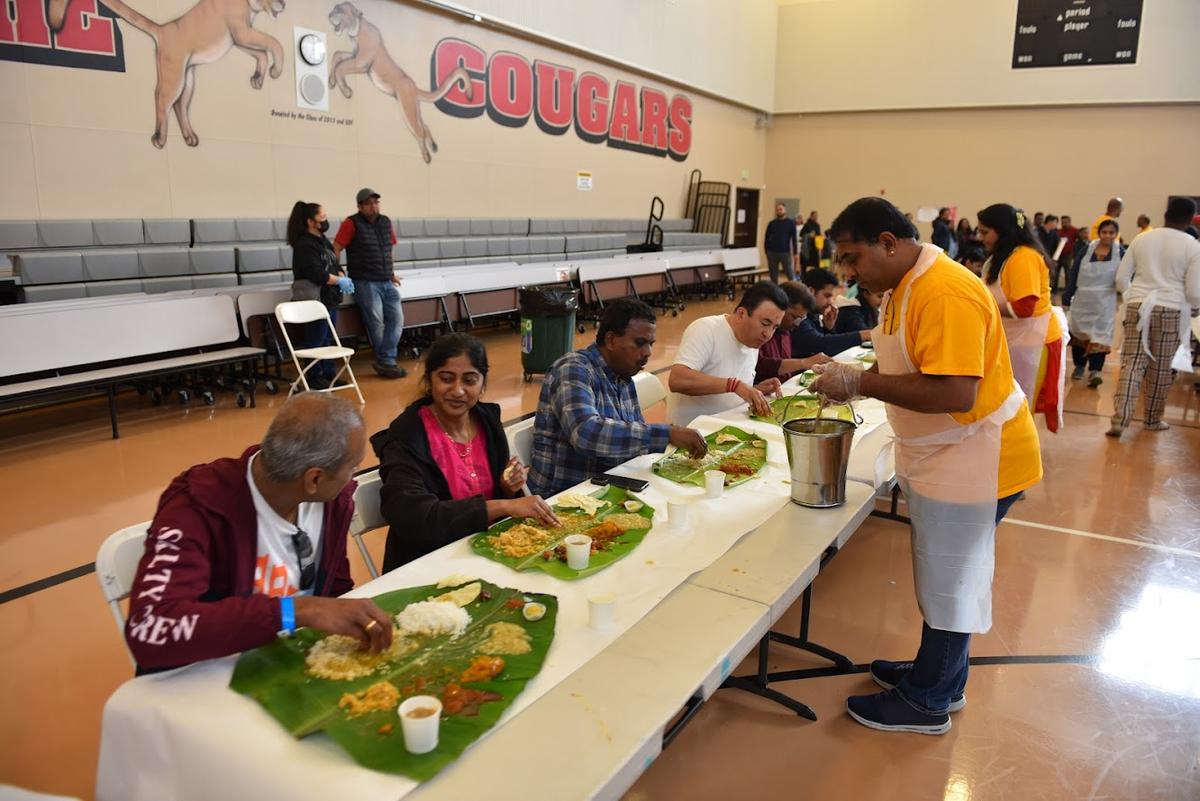 Banana Leaf Meals Being Served at the NeighBourhood School as a Part of the Thaipusam Celebrations 