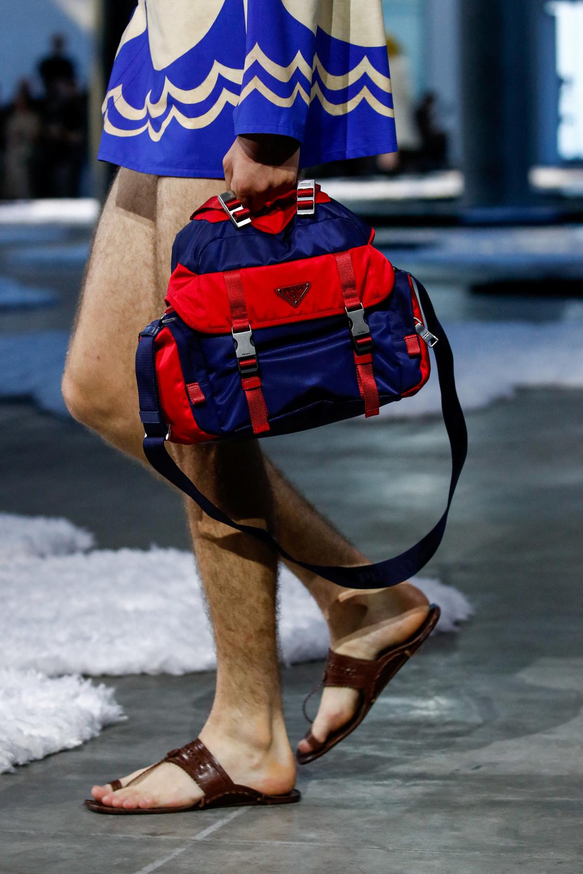 A model presents a creation from Prada’s Spring-Summer 2026 menswear collection