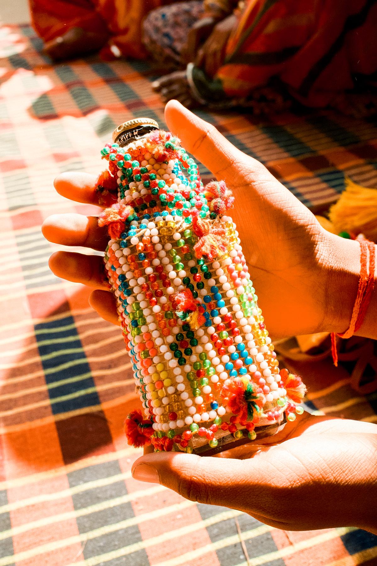 The Meghwal community adorns its personal items with intricate beadwork