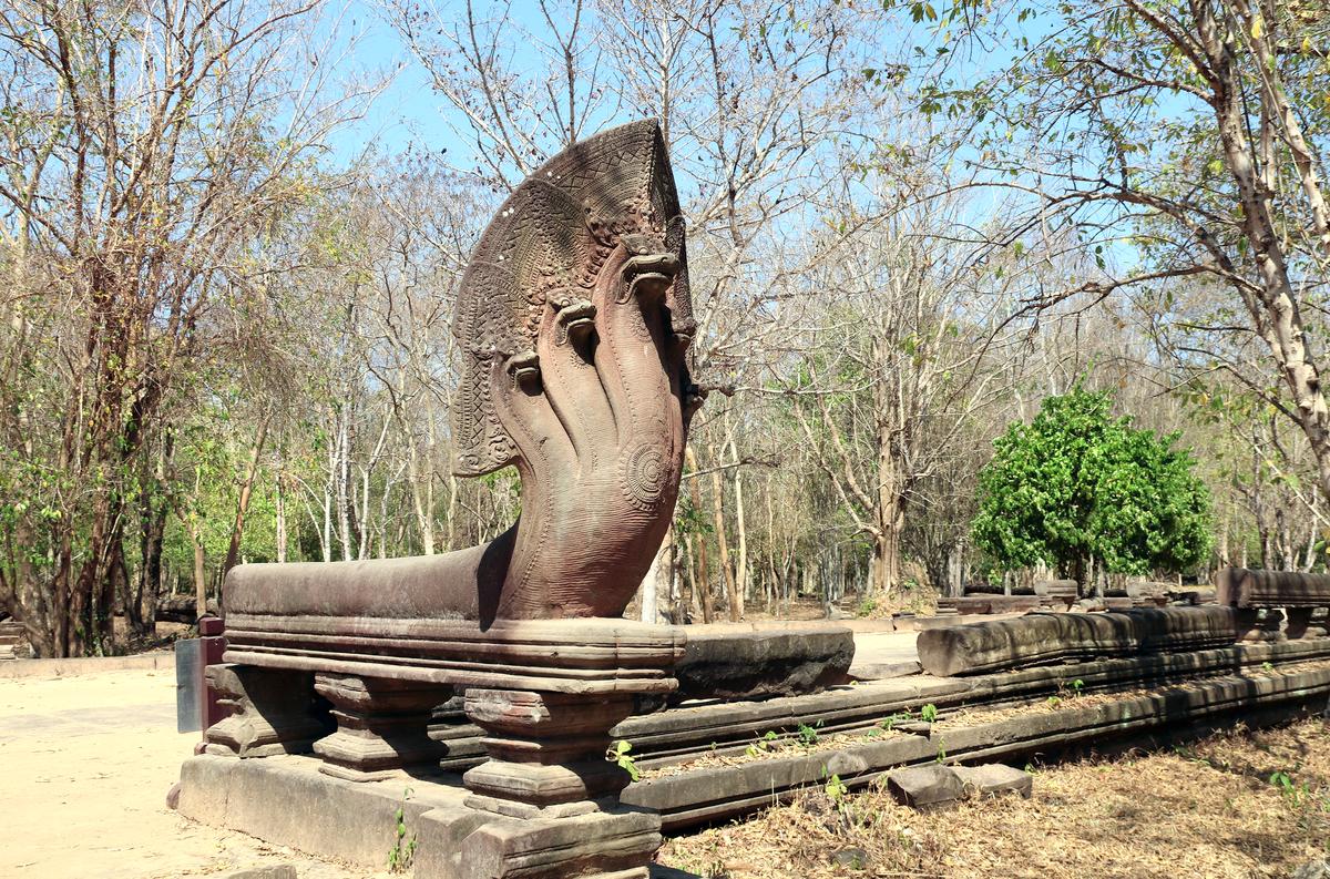 Statues of multi-headed serpents or nagas in the Koh Ker complex Statues of multi-headed serpents or nagas in the Koh Ker complex