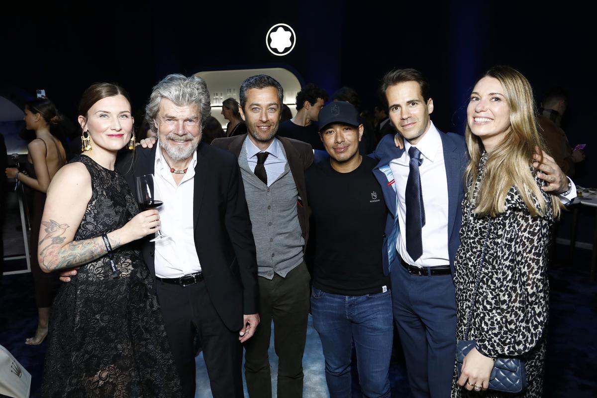 From left to right: Diane Schumacher, Reinhold Messner, Vincent Montalescot (Executive Vice President Marketing of Montblanc), Nimsdai Purja, Laurent Lecamp (Managing Director of Watch Division at Montblanc), and Stephanie Radl (Director International Public Relations & Cultural Affairs at Montblanc)