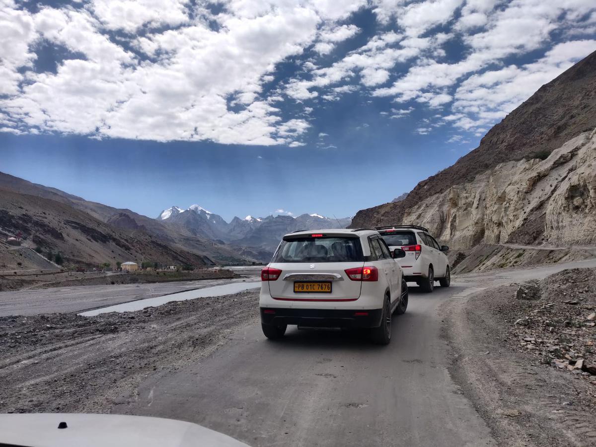 Hari Baskaran and his friends at Kaza in Spiti