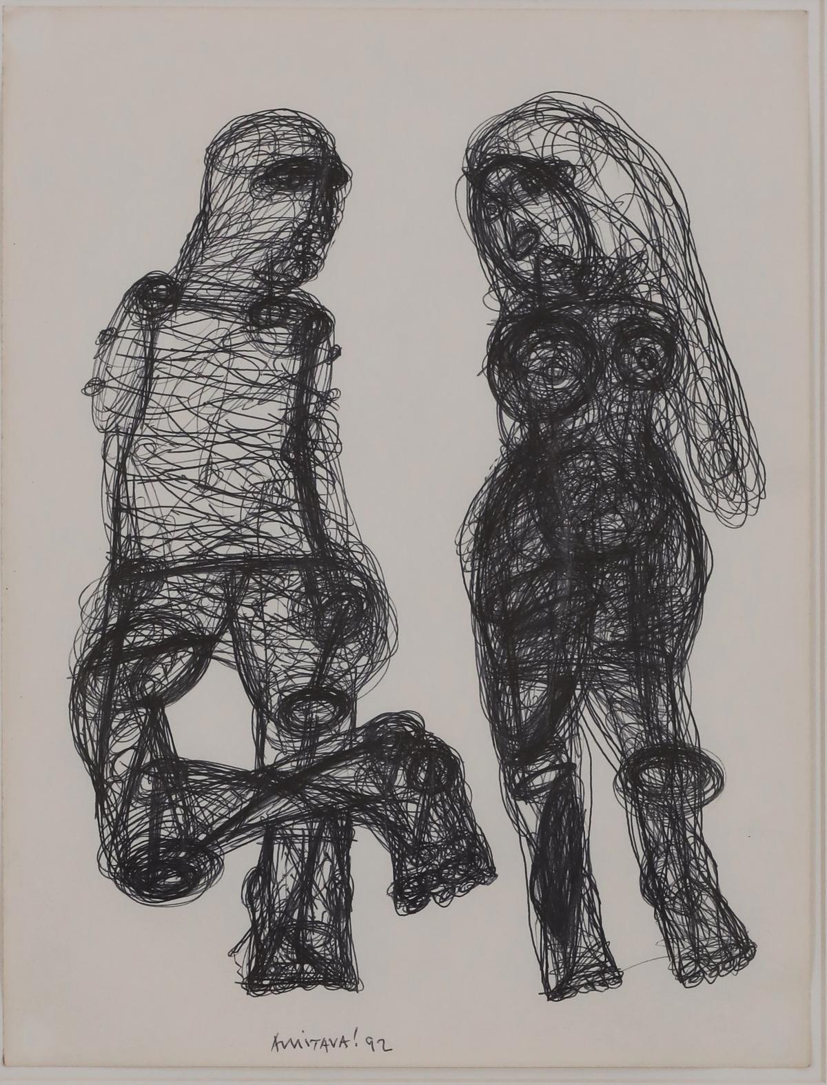 An ‘Untitled’ Amitava Das pen and ink on paper (1992) at Shrine Empire