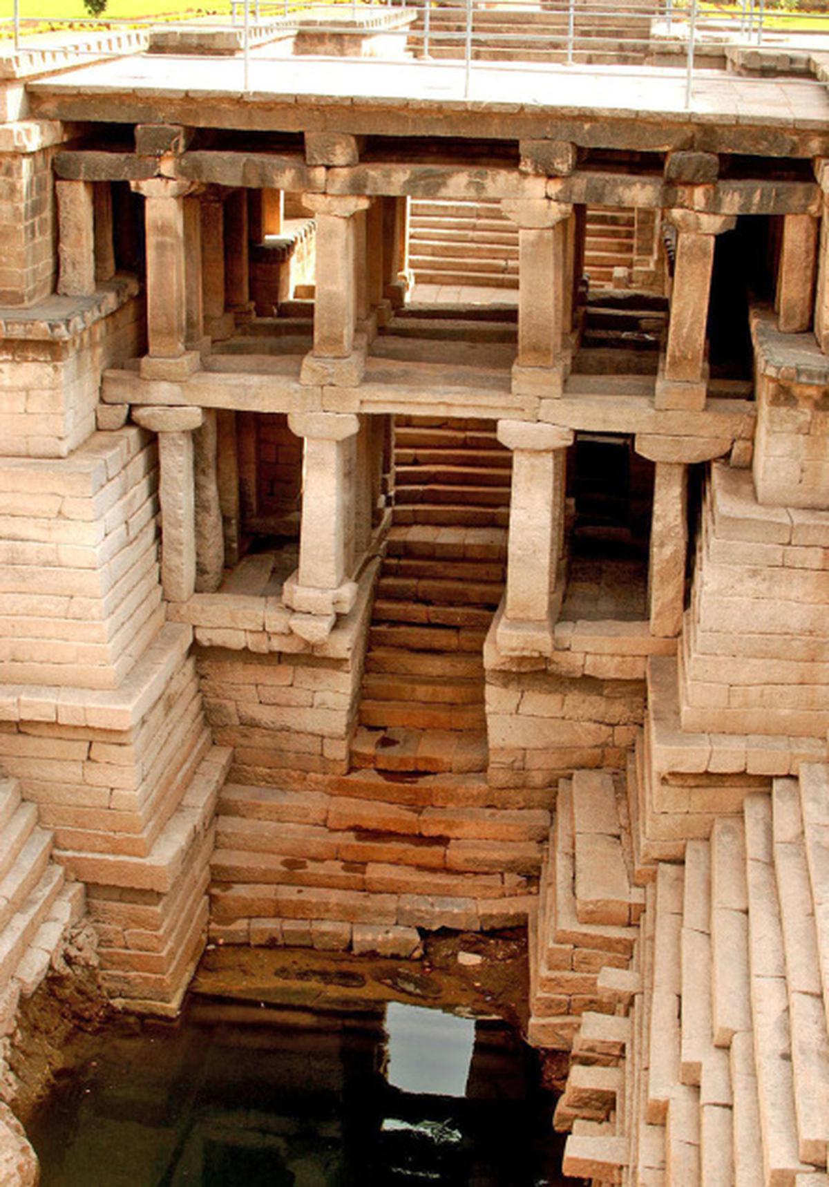 A step well in one of the temples in Lakkundi in Gadag district of Karnataka. 