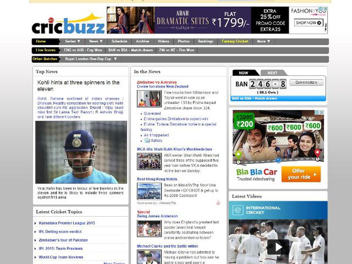Cricbuzz named title sponsor of India-Sri Lanka Test series