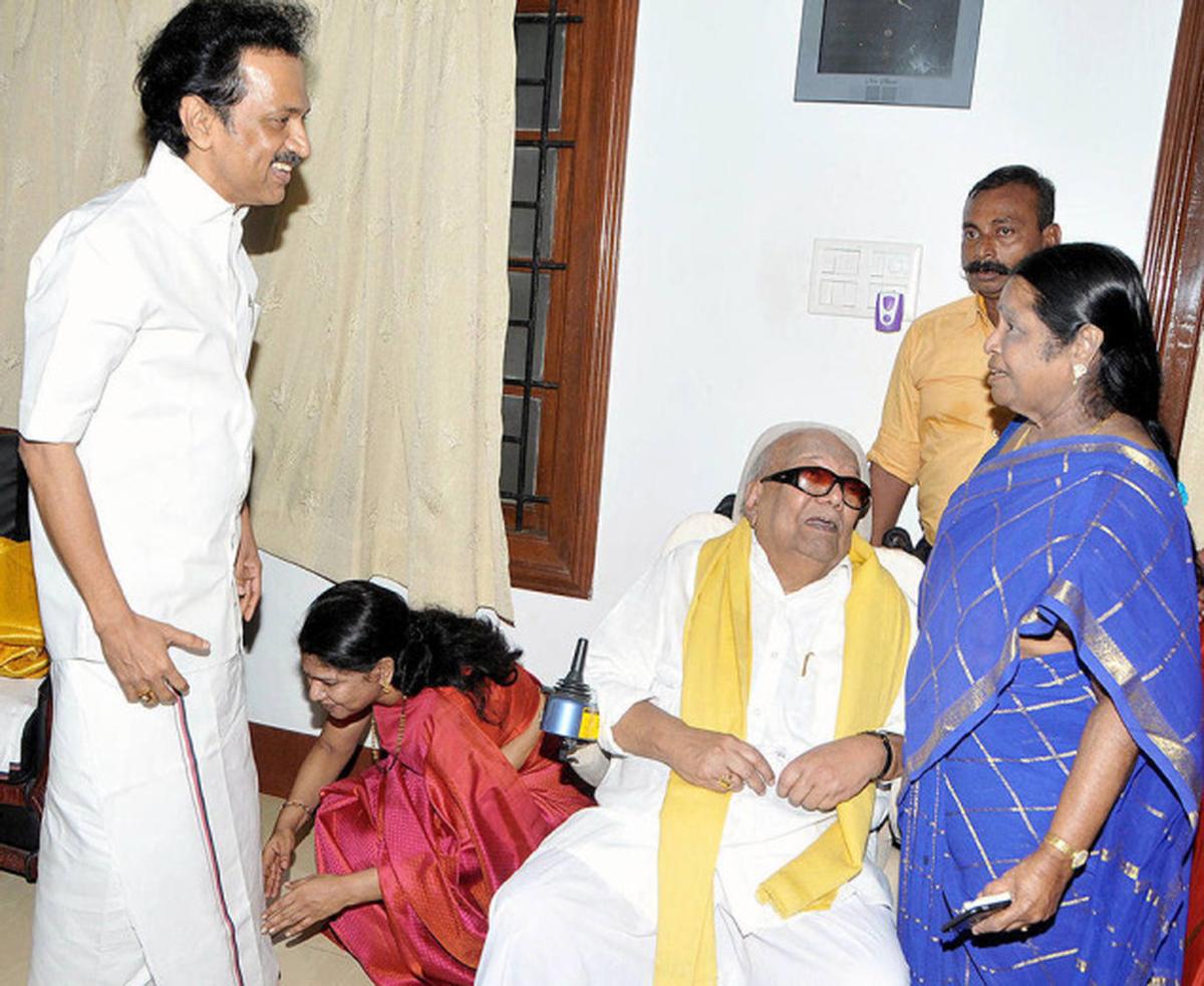 Stalin greets Kanimozhi - The Hindu