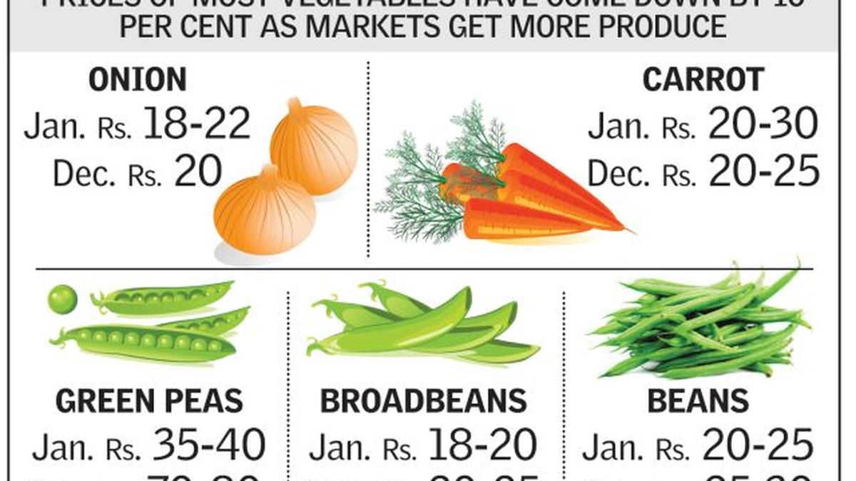 Prices of vegetables and rice dip The Hindu