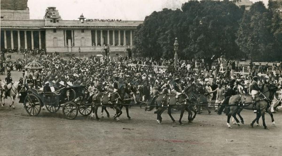 Dr. Rajendra Prasad driving in State on January 26, 1950. PHOTO: THE HINDU ARCHIVES