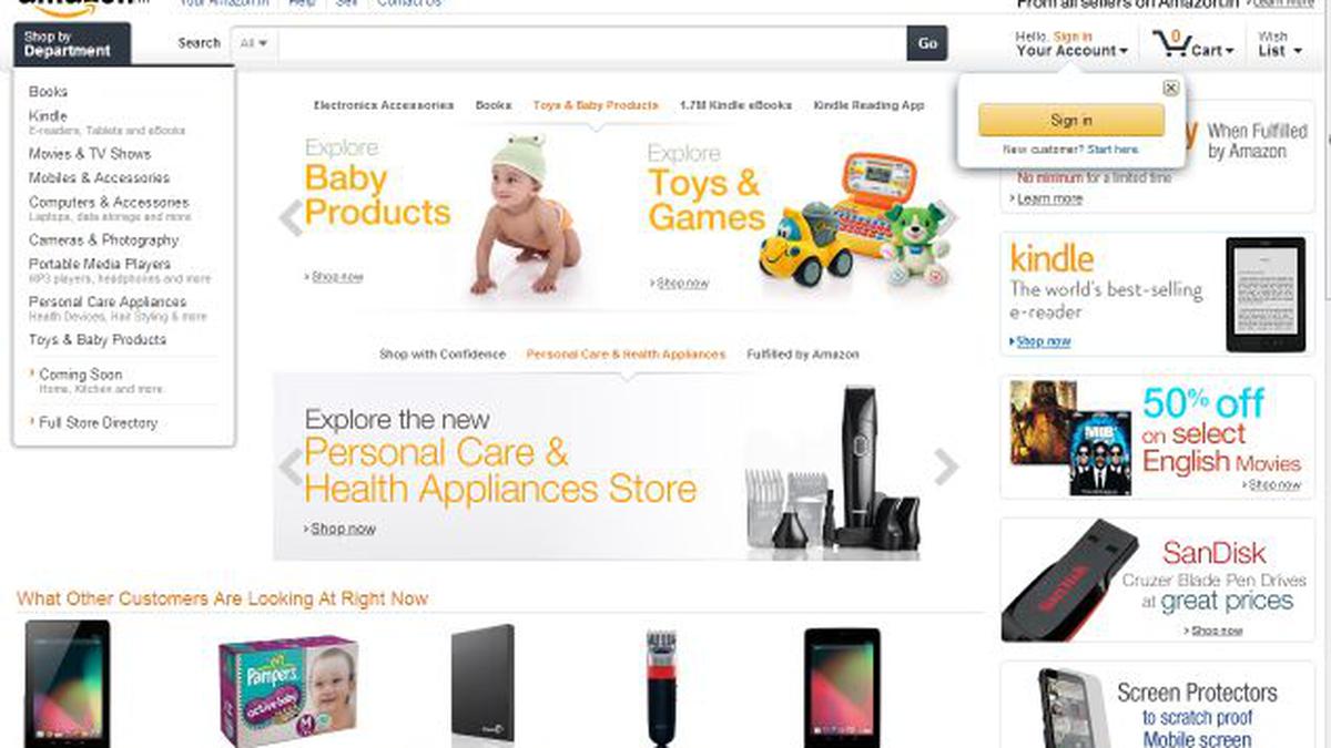 Amazon.in expands product offering; add 4 new categories - The Hindu