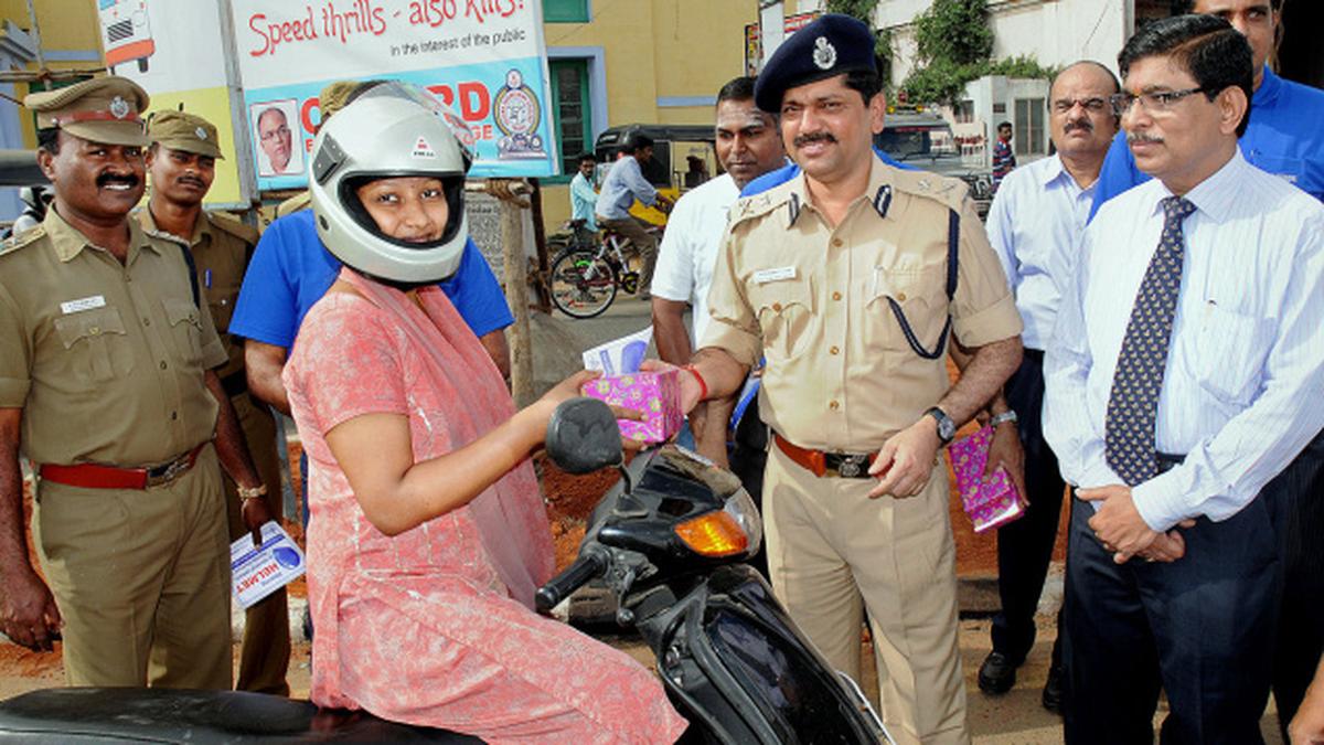 Driving home the helmet message The Hindu
