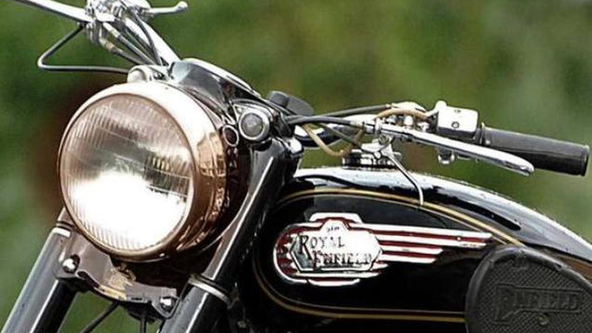 Close up of the Indian manufactured iconic Royal Enfield bullet 350  motorcycle of the famous English Marque circa 1950s, Kerala, India Stock  Photo - Alamy