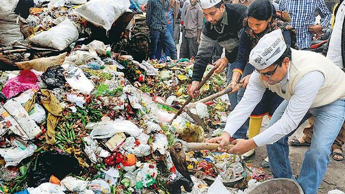 AAP brooms sweep Delhi garbage The Hindu