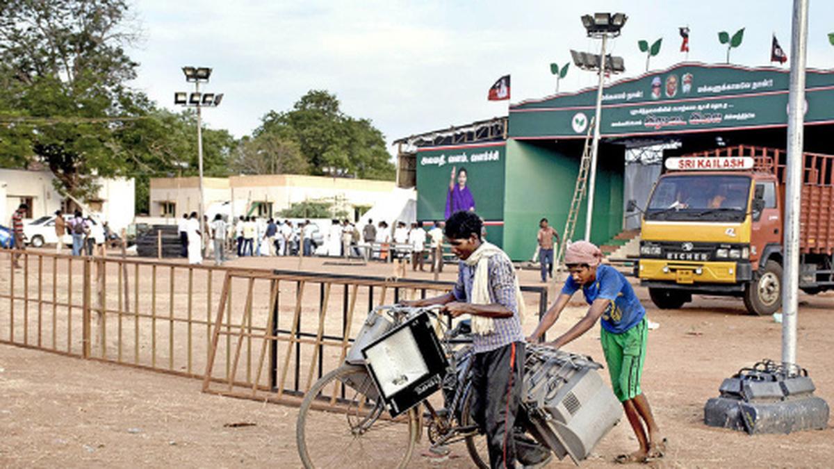 G Corner ground gets ready for AIADMK’s mega show The Hindu