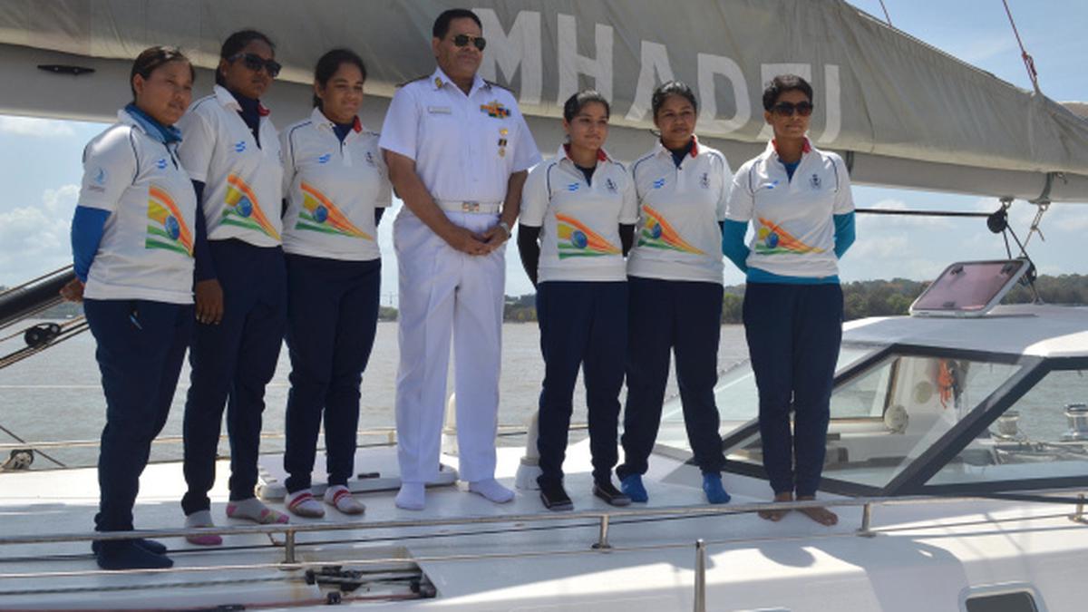 All-woman crew of INSV Mhadei sets sail for Mauritius - The Hindu