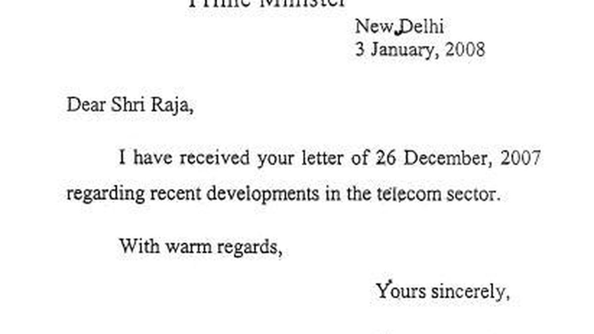 ManmohanRaja correspondence on 2G spectrum The Hindu