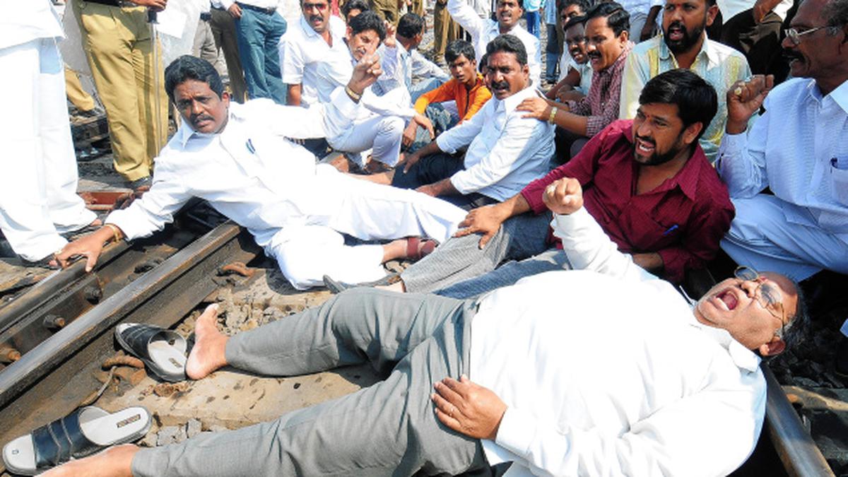 Protestors disrupt rail and road transport in Andhra Pradesh