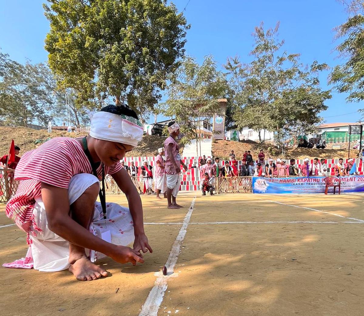 A game of ‘Hambi Kepathu’ being played during the 50th Karbi Youth Festival at Taralangso near central Assam’s Diphu town. 