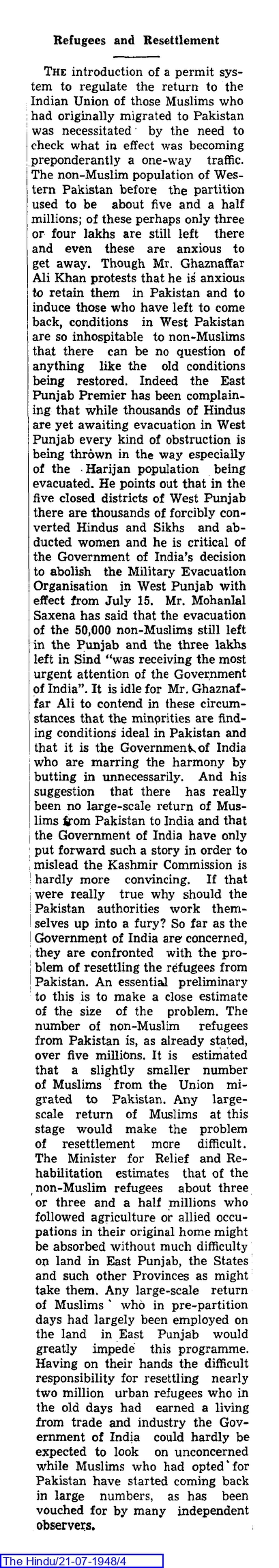 The Hindu’s editorial dated July 21, 1948.