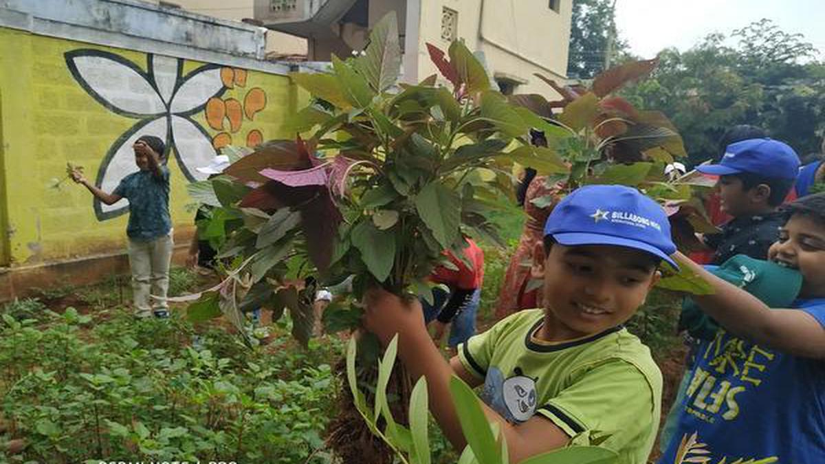 Dhivya Vasudevan teaches lessons on organic farming to school students in Coimbatore