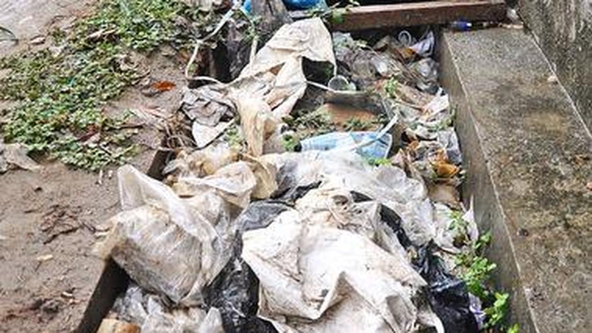 Choked drain raises stink near Nava India The Hindu