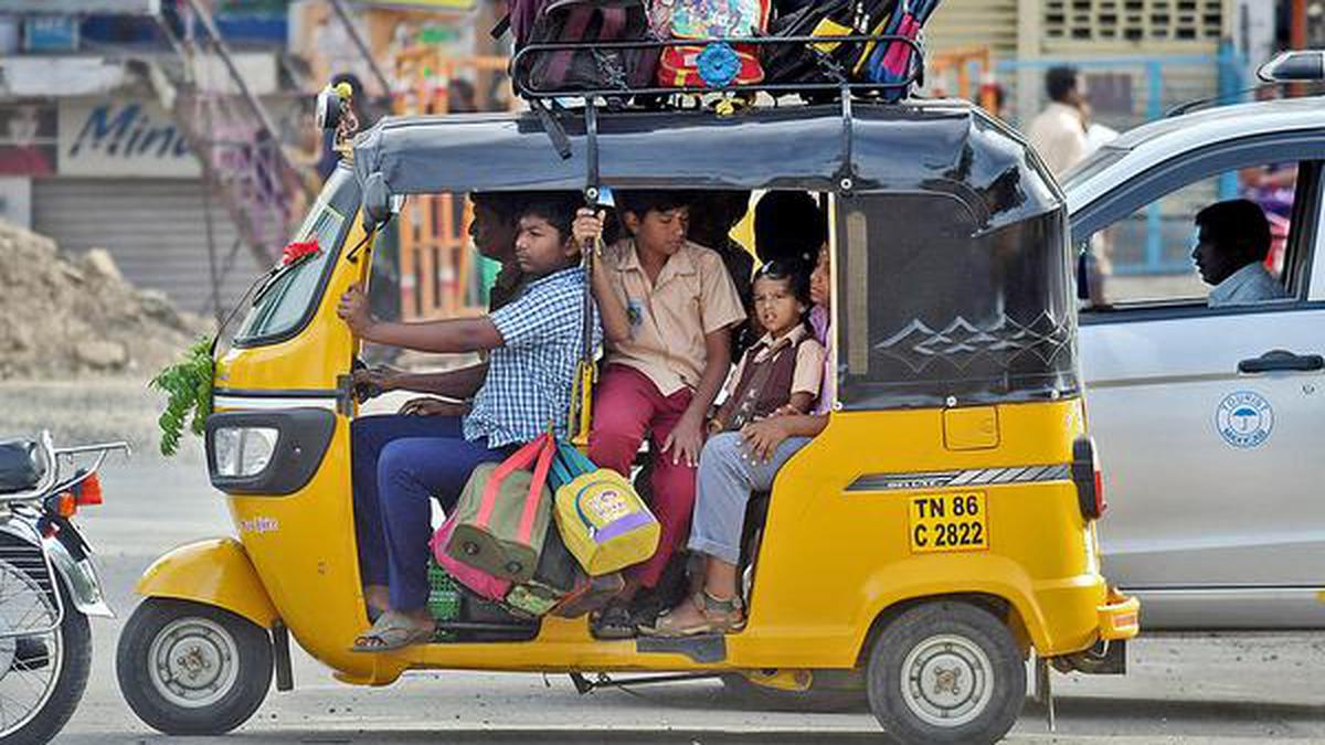 Autorickshaws put lives of school children at risk - The Hindu