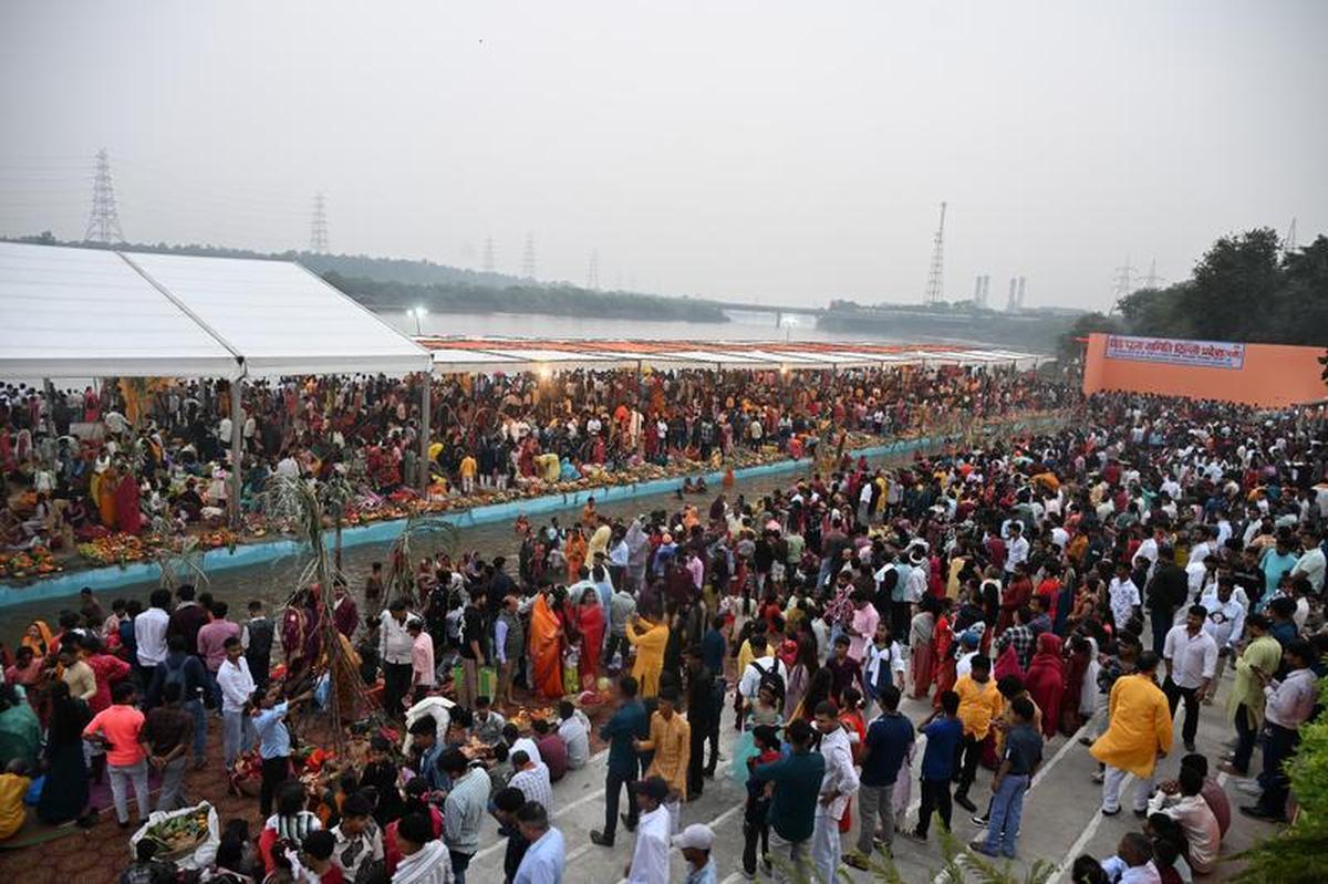 A large turnout at a ghat near ITO, in New Delhi on Monday. A large turnout at a ghat near ITO, in New Delhi on Monday.